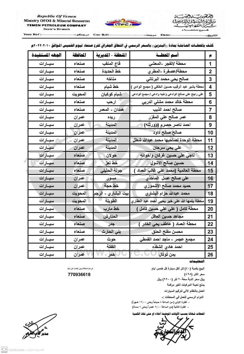 إعلان حوثي بمحطات بيع الوقود بهذا السعر (تعميم)